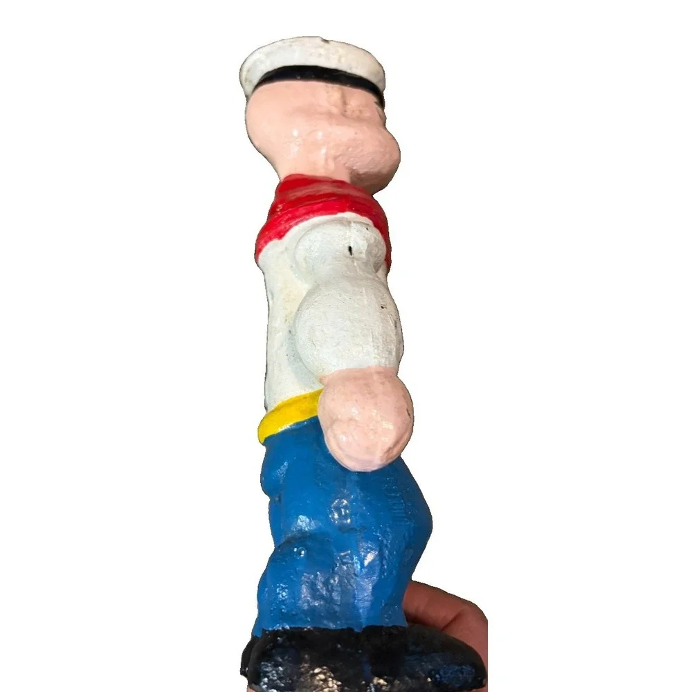 Vintage Popeye The Sailor Cast Iron Still Coin Bank 9